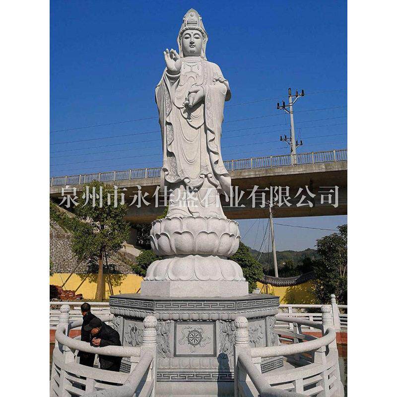 厂家直供大型天然石材滴水观音佛像景点人物雕像室外摆件