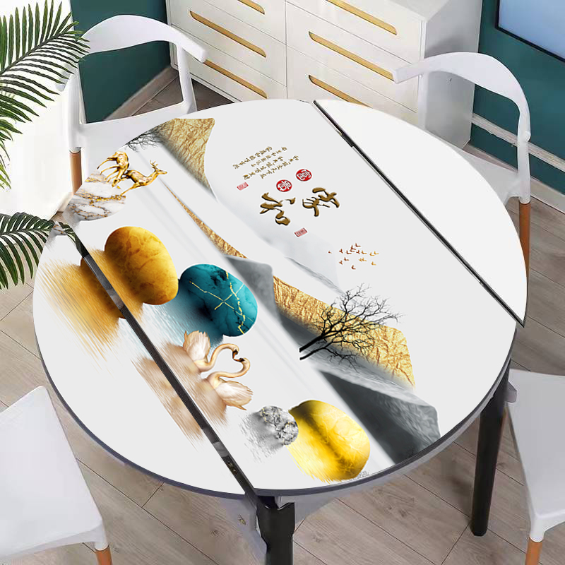 餐桌台布椭圆形桌布防水防油加厚皮革免洗桌垫防烫圆形折叠桌桌垫