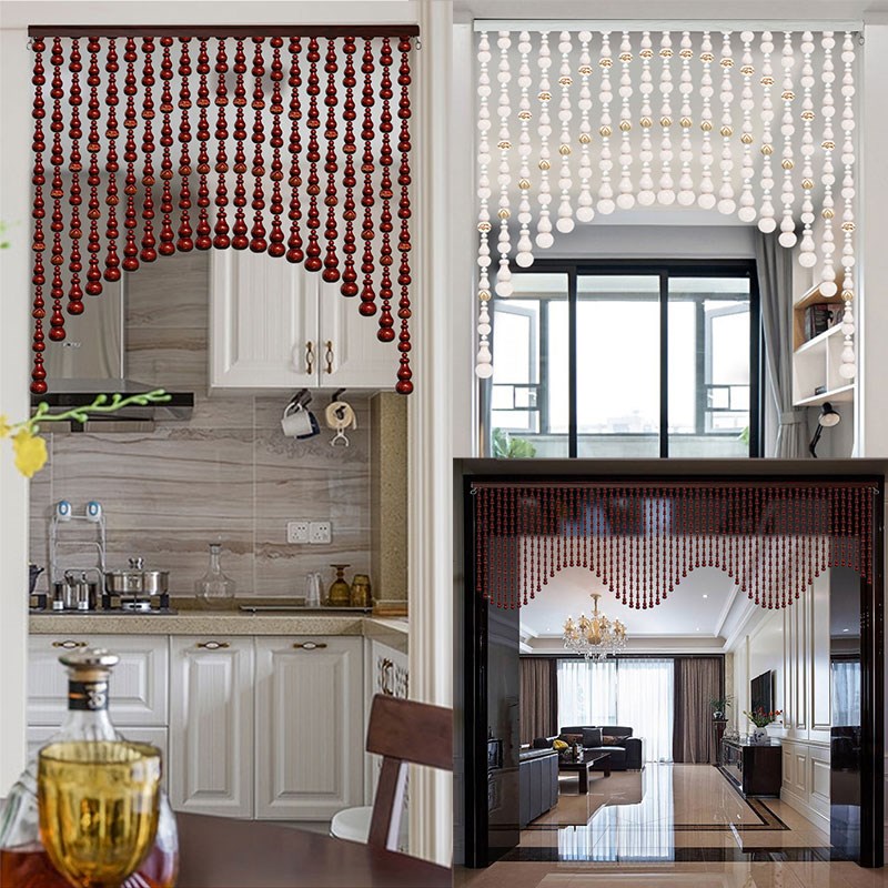 吉祥全桃木葫芦门帘过道门对门隔断客厅卧室卫生间遮挡珠帘免打孔