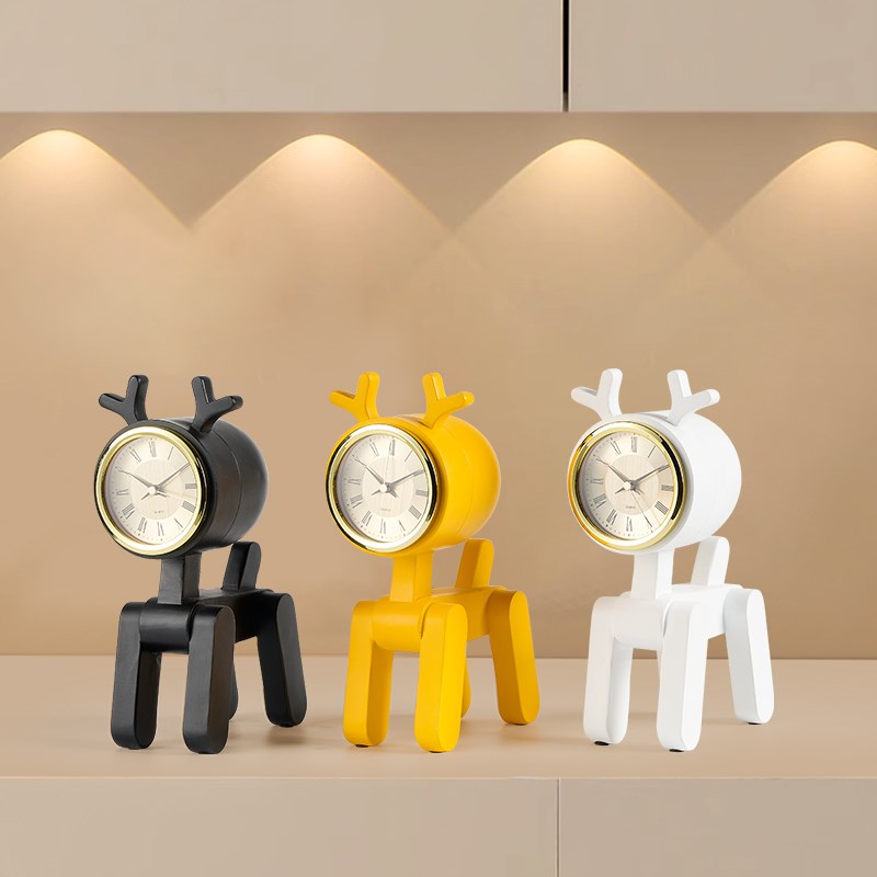 现代简约座钟摆件儿童房样板房书房办公桌面钟表小众高级感装饰品