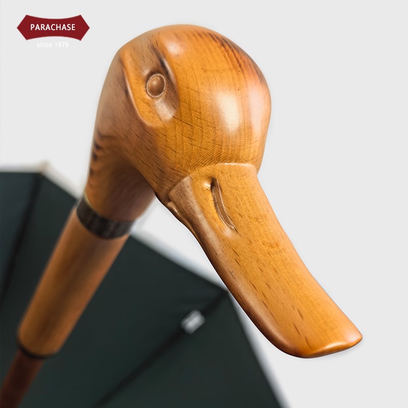 英伦绅士鸭头实木手柄个性时尚街拍长柄伞高档礼品防风男女晴雨伞