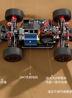 升级金属短卡JJRC Q130C无刷专业RC遥控车高速赛车越野四驱车黑钢
