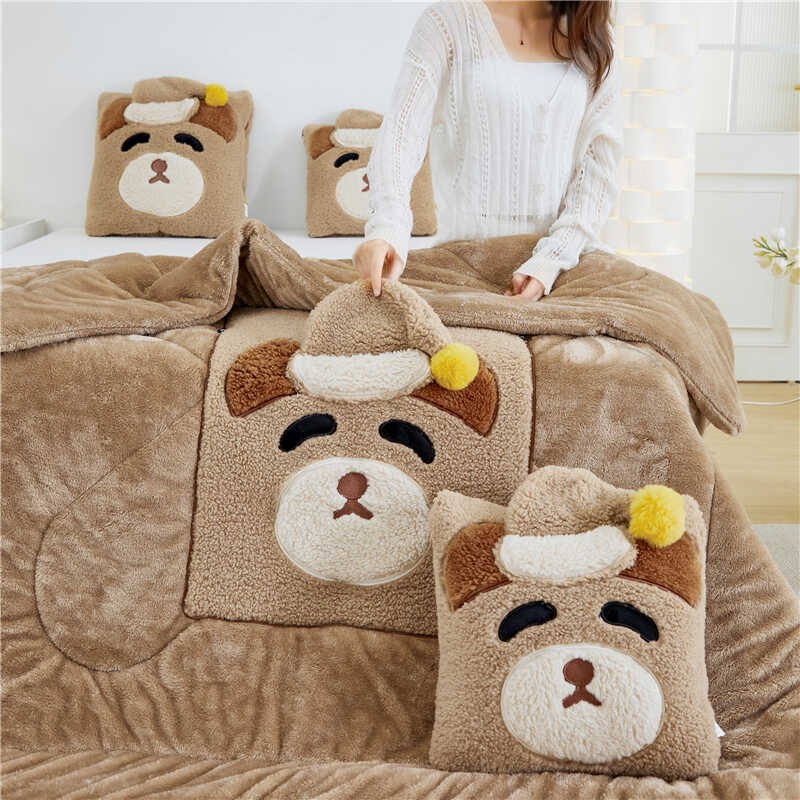 抱枕被子两用卡通个性保暖家用儿童盖毯沙发毯车用盖被午休被秋冬