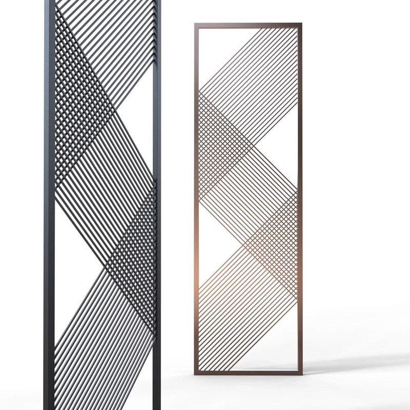 不锈钢玻璃屏风亚克力隔断酒店大厅客厅玄关简约售楼部金属定制