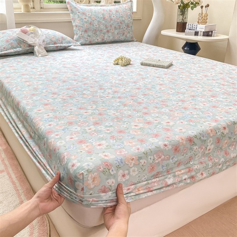 夏季超柔双层纱床笠床罩防滑w防尘床单抗菌防螨床垫保护套可机洗