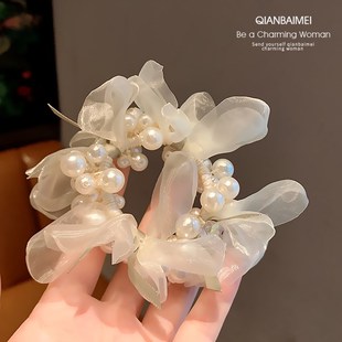简约珍珠发圈g女气质扎发发绳手链两用超仙百搭皮筋头绳皮圈甜美