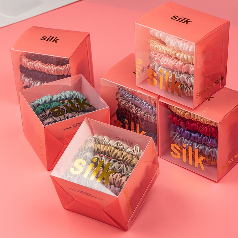 新款30姆米真丝发圈n100%桑蚕丝大肠发圈头发绳头花饰品礼盒装礼