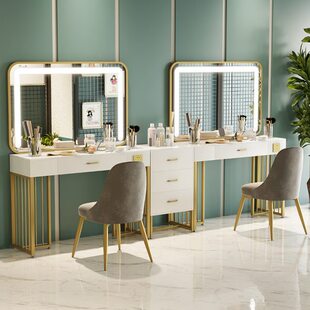 婚纱摄影工作室彩妆化妆桌大理石店影楼梳妆台化妆台带灯专业网红