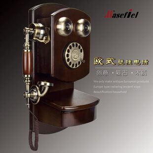 电话座机插卡老式转盘仿古客厅装饰无线有线壁挂式复古式酒店木质