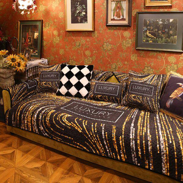 流屋防滑搭配积深色家居沙发四季通用巾轻奢沙发垫光风盖套罩布