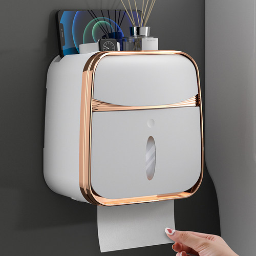 卫生间纸巾盒厕所l厕纸置物架洗手间卫生纸抽纸卷纸免打孔防水壁
