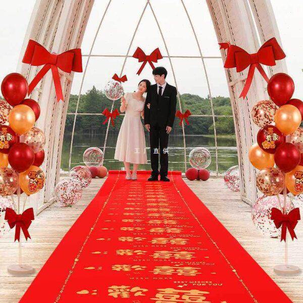 庆用品婚礼布置一次性地毯结婚拉花楼梯红色场景装饰地垫路引喜字