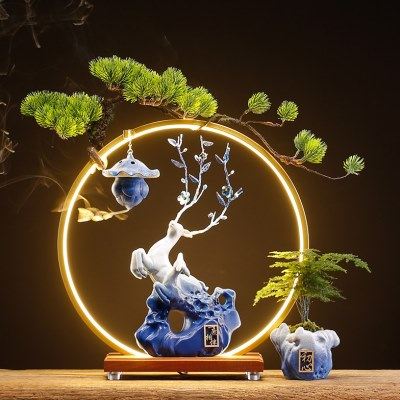 新中式创意倒流香炉摆件客厅办公室桌面装饰品家用室内陶瓷香薰炉,家居饰品,香薰炉,淘宝优惠券,粉丝福利购,淘宝优惠卷