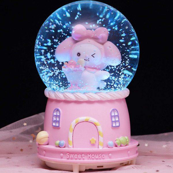 美乐蒂水晶球兔子八音盒旋转音乐盒女孩卧室摆件新年小礼物送女生,家居饰品,音乐盒,淘宝优惠券,粉丝福利购,淘宝优惠卷