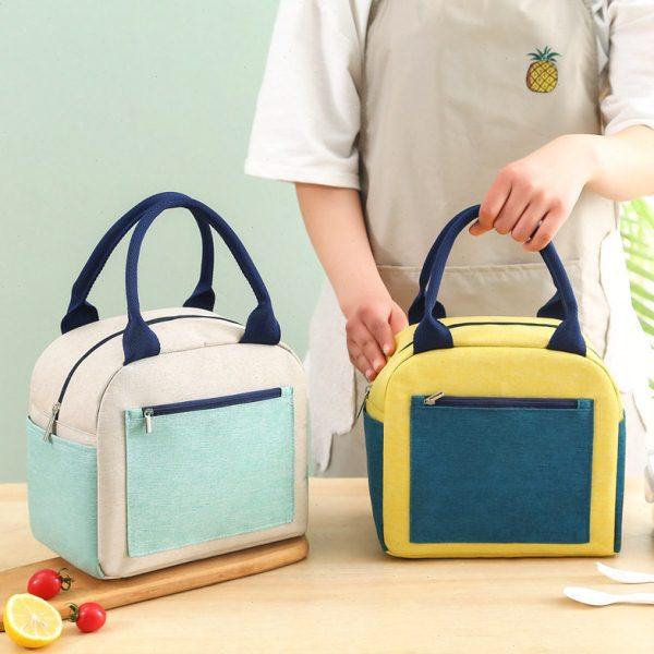 阳离子便当包保温袋防水拼色保温包学生餐包带饭包便当袋饭盒包,收纳整理,便当包,淘宝优惠券,粉丝福利购,淘宝优惠卷