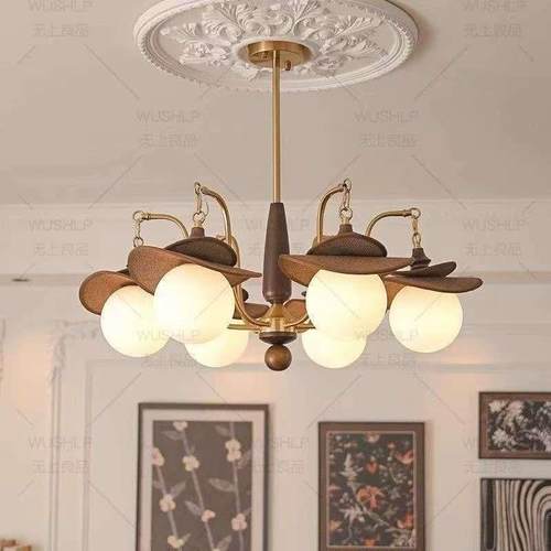 魔豆吊主灯客厅宋灯中古风式复古大158厅餐厅卧室灯实木灯具式法