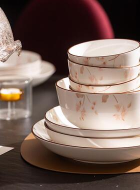 陶瓷碗碟新套装家用高颜值加厚盘子碗筷新礼VRZ全套红色送婚年乔