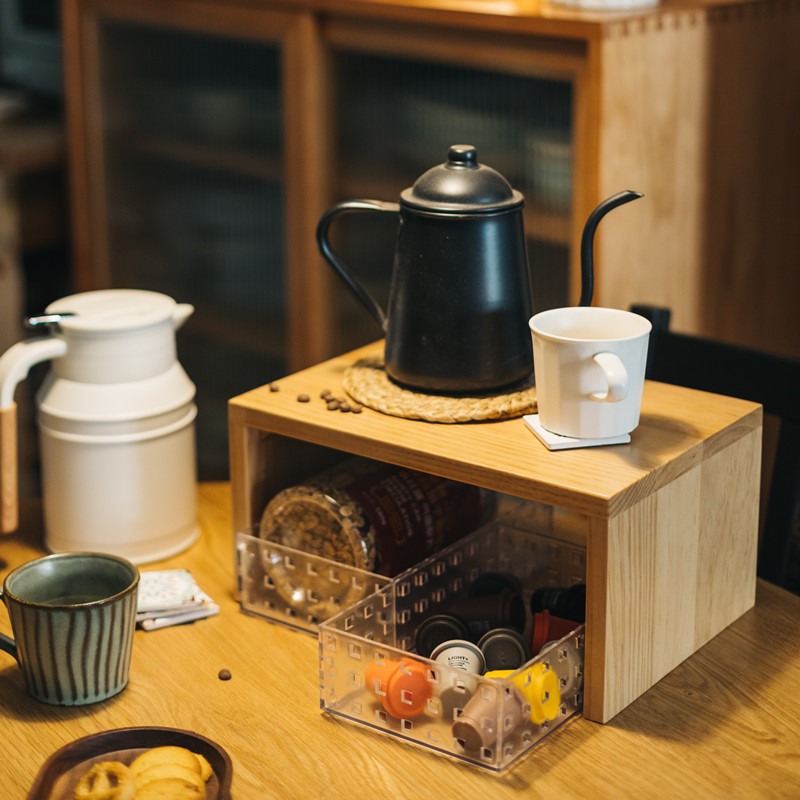 日式纯实木厨房小碗柜餐边柜餐桌收纳H柜U型置物架桌面零食收纳盒