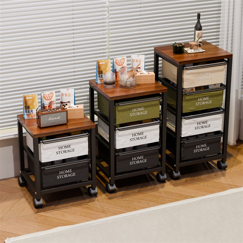 中古小推车置f物架带桌板抽屉式客厅边几可移动沙发边桌多层收纳