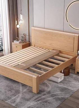 全木床榉LFW双实人原1米8主卧室1木.5储物高箱床中式现代简约木家