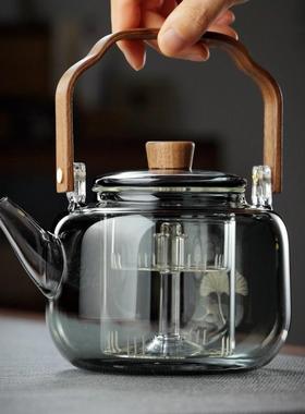 大容量中蒸煮式一体两GGD用提梁煮茶壶耐热高硅加厚玻硼璃电陶炉