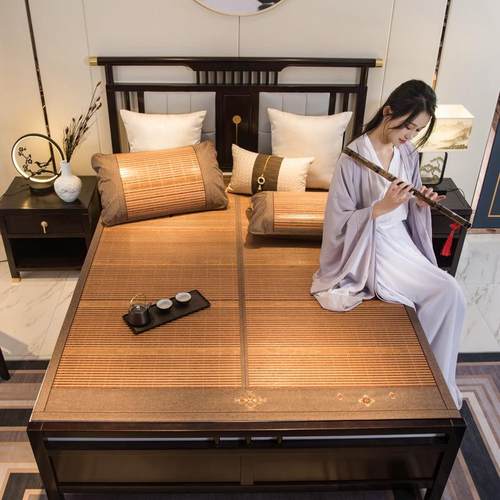 夏季式国风中古韵家用凉席ZJF38586碳竹席可大包边床化席折叠单双