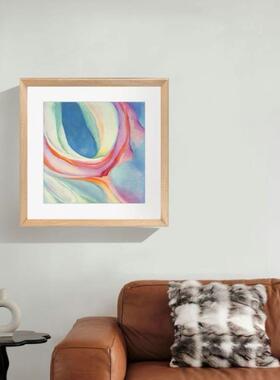 客《粉鸢尾花》现室代中古极简厅卧背景墙装色饰画FM881840现代极