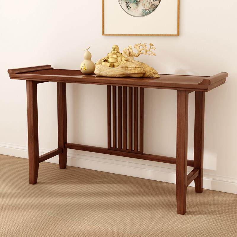 靠墙实几窄桌条案供桌关玄子景YRL台新中端式入户玄关柜木条简约