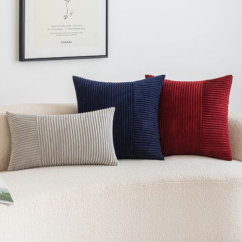 竖条灯芯绒抱枕套含芯简约现代insF风客厅沙发靠垫卧室飘窗腰靠枕