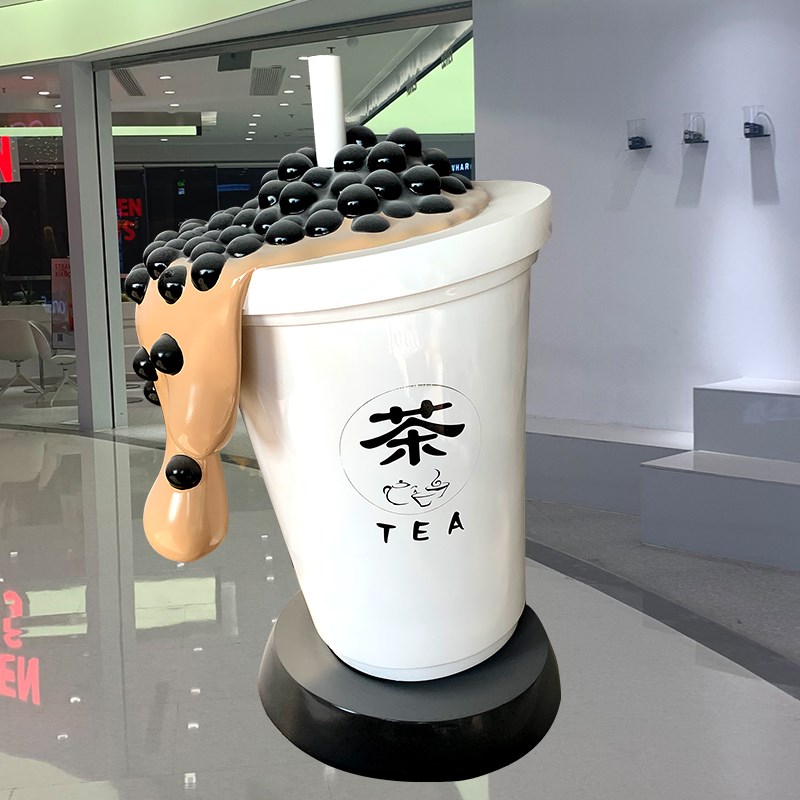 网红奶茶杯咖啡杯模型玻璃钢雕塑奶茶咖啡店门口开业装饰落地摆件