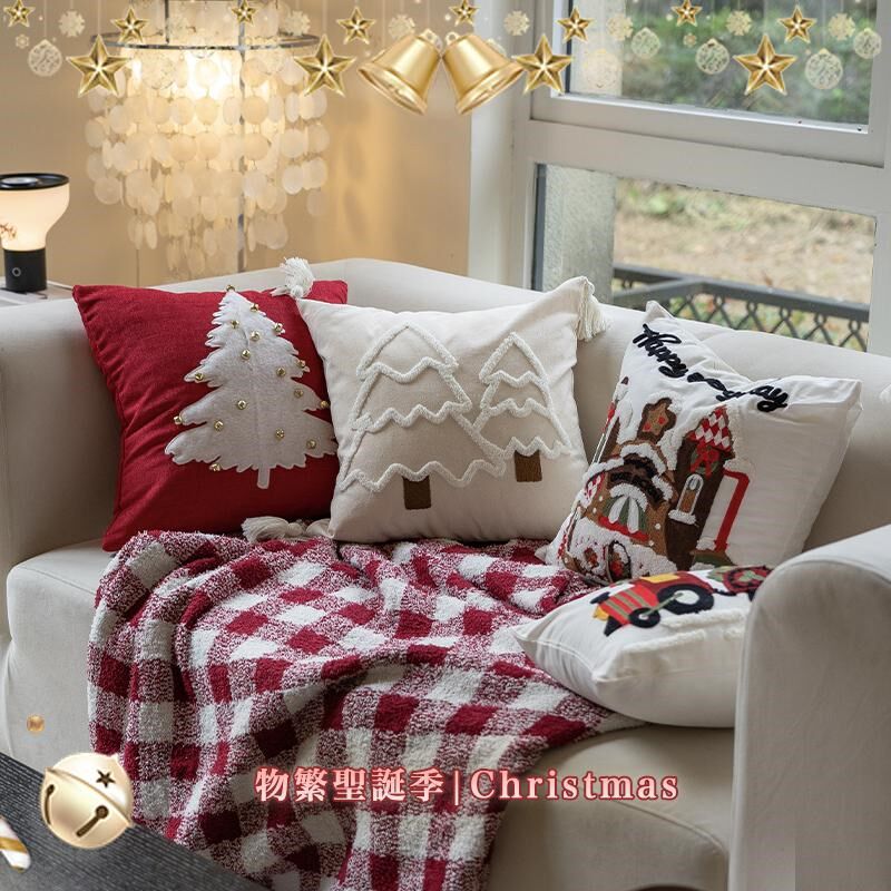 抱枕圣诞节礼物高级感铃铛枕套客厅沙发靠垫软装装饰咖啡店靠枕新