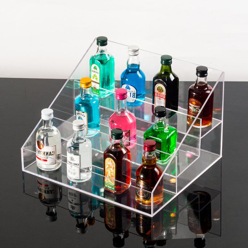 压克力桌面吧台迷你洋酒收纳盒酒架子展示架阶梯式酒柜多层置物架