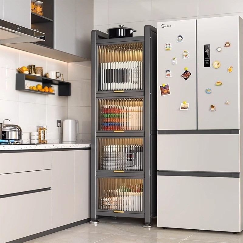 厨房落地多层置物架收纳柜储物柜多功能橱柜锅架碗柜夹缝款餐边柜