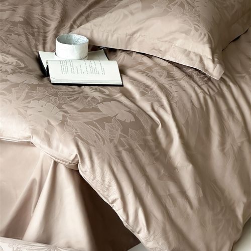 100支长绒棉提花花朵摩卡四件套全纯棉1.5m1.8米床单被套裸睡丝滑