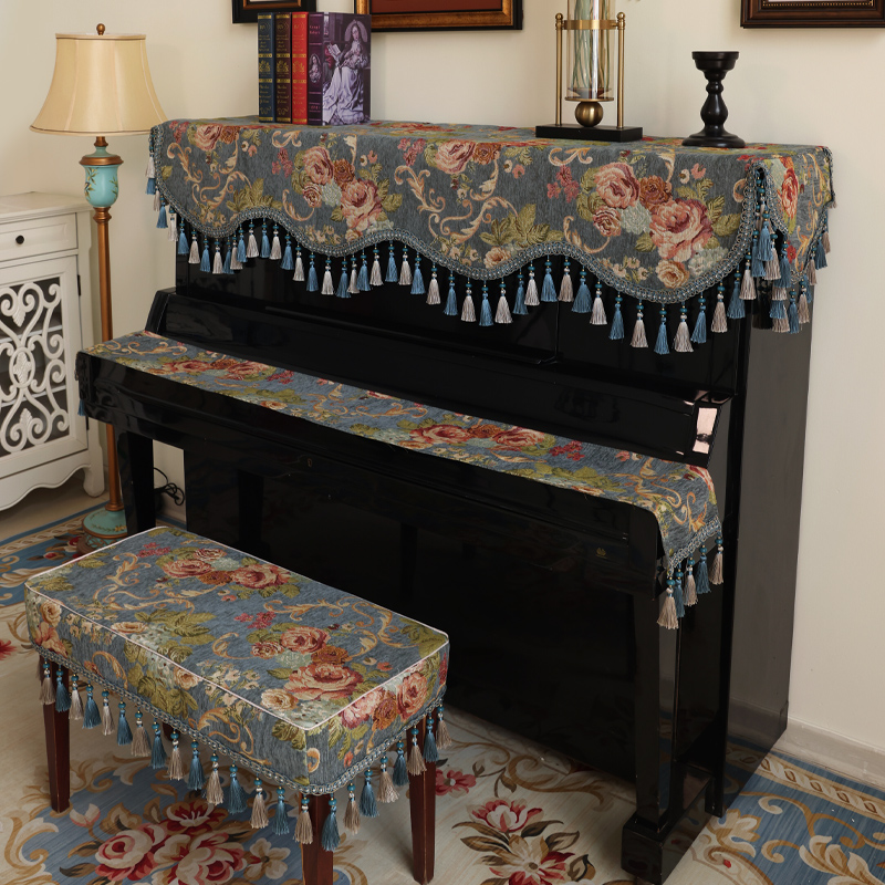 新款欧式c钢琴罩防尘罩套轻奢高档美式复古半罩高级感电钢琴盖布