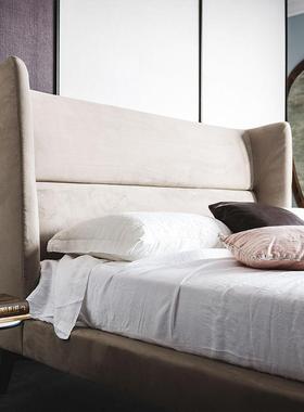 约意大利轻奢双丝绒艺床FOO现代极简ins风软布床北欧简设计主卧人