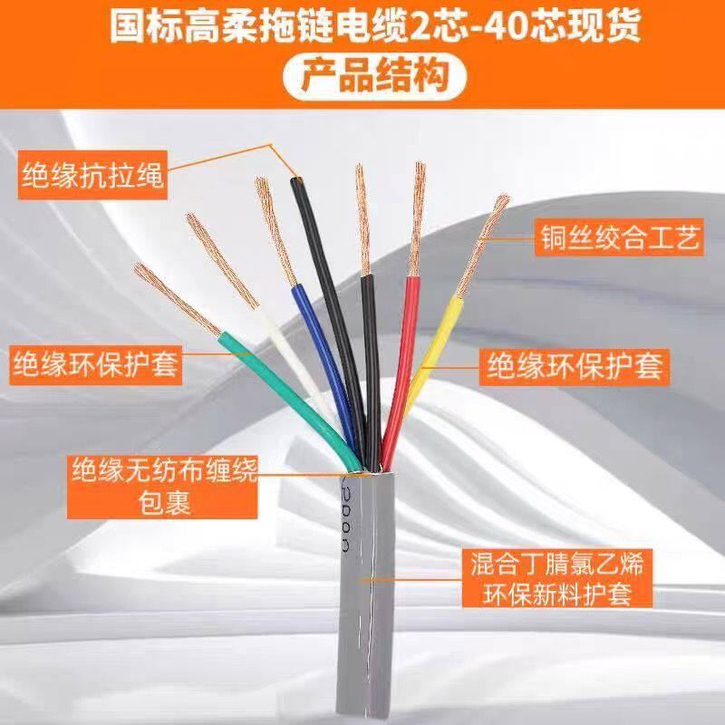 国标纯铜trvv高柔性拖链电缆线防水油耐高低温雕刻机坦克链信号线