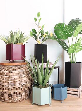 园图邦艺多盆肉创意水培无90824&90北欧花插花铁皮孔桶盆栽家庭装