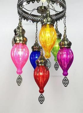 漫咖啡啡吊灯工复古浪漫咖厅餐厅酒店民宿TK-20304土耳其彩色手璃