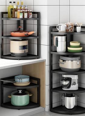 厨房三墙锅tPst7E4J角置物架转角三脚角储物收纳家用放锅架多层三