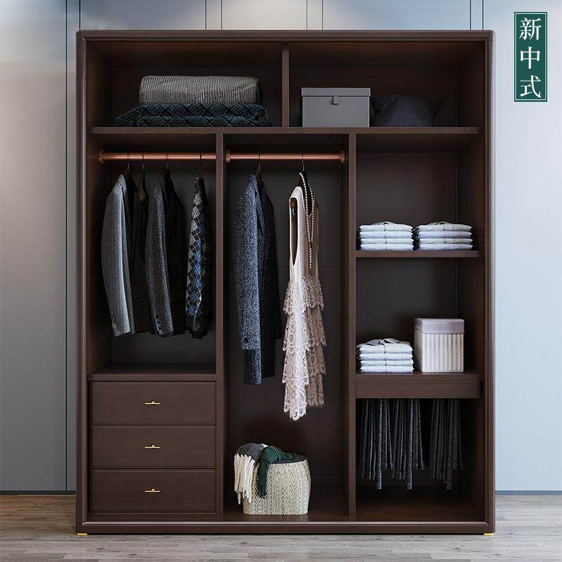 现衣代简简实木移门衣柜新HT-X45中式柜约经济型约卧室大空间衣柜