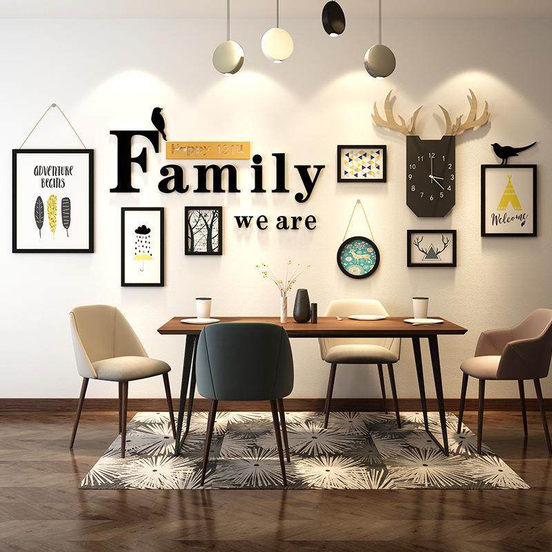 北欧餐厅走廊饰画鹿装创头表照片墙合沙【鹿7FM发意装饰画墙上组
