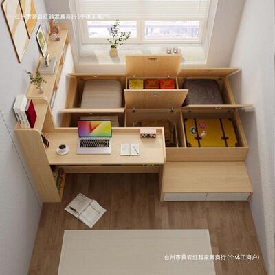 bts小床户型榻米90362书桌一体现做单功人多能高箱储物儿童床榻组