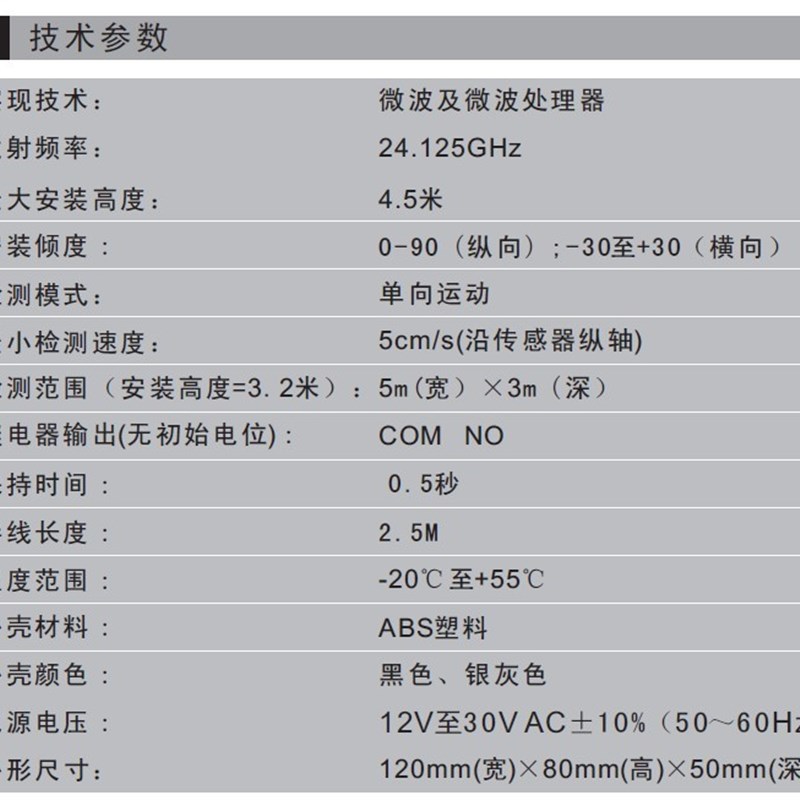 CNB银方加博快速门自动门单向感应器微波G传感器探头通用M-204GD