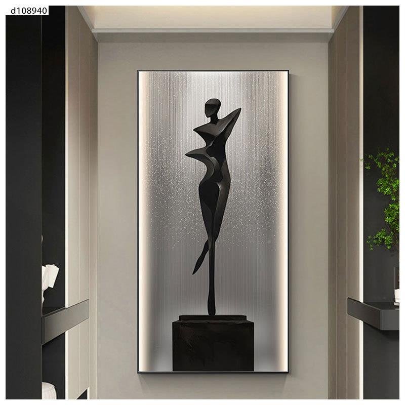 代轻奢过入户玄装饰画抽象人物高关级感客厅走廊道对门竖78现版挂