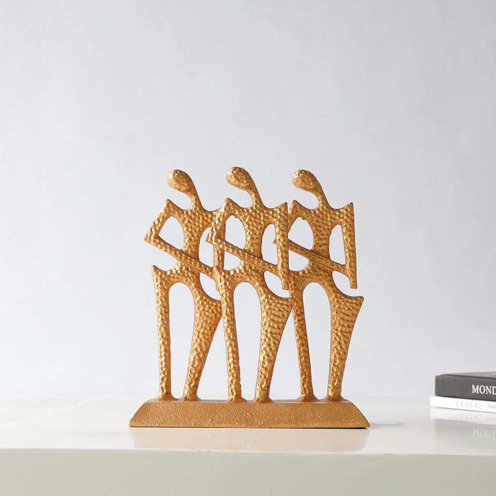 北欧创意抽象金属人物塑艺居术装饰摆件客电厅玄关视柜BJ0308雕家