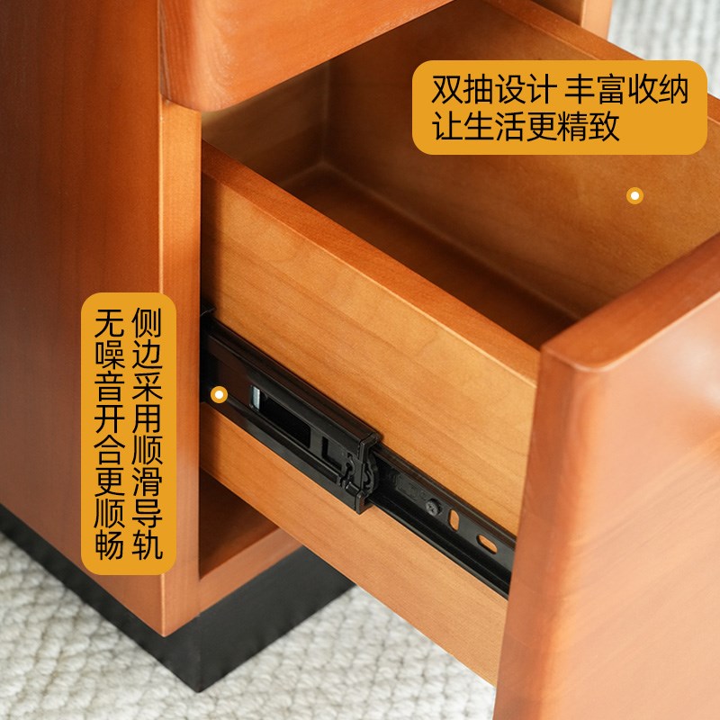 复古实木25cm床头柜客厅沙发边柜中古极窄储物P柜侧边角落迷你窄