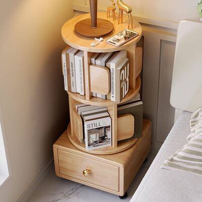 全实木旋头转小PXD书架转书架卧室旋儿书柜简约床柜床边童收纳置