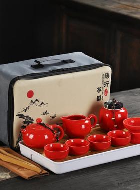 户外10532便携式旅行茶具陶茶动壶茶杯约简家用功夫茶具套装活礼
