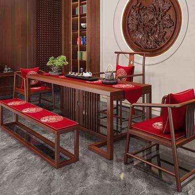 字长条椅垫中结婚喜刺绣坐垫式子富贵满堂实木凳座垫红木加厚垫子